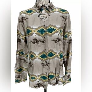 VTG Roper Graphic Shirt With Diamond Cut out Neckline